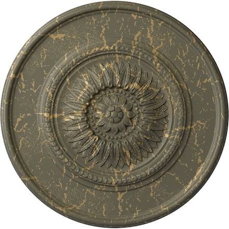 Ekena Millwork Large Floral Ceiling Medallion, Hand-Painted Witch Hazel Crackle, 41 1/8"OD x 2 1/2"P CM41FLWHC